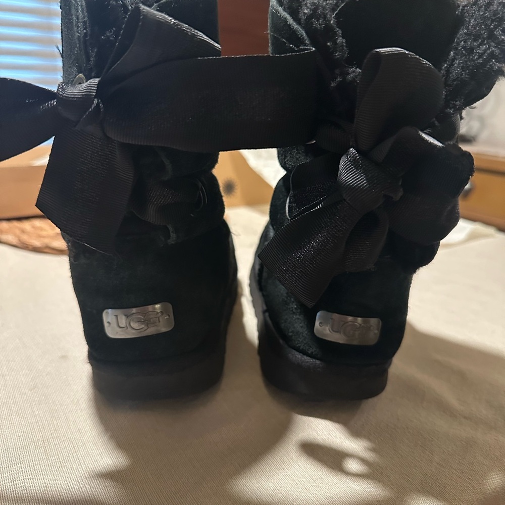 UGG Black Suede Boots with Metal Accent and interchangable laces